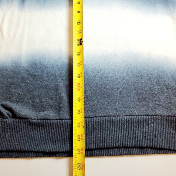 CHASER Medium Bliss Knit Shirred Sleeves Dip Tie Dye White Blue Cozy Sweater Top - Picture 13 of 13